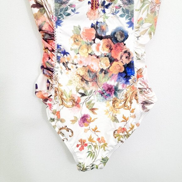 Camilla Rouched Side Onepiece Swimsuit in Friends with Frescos Small - Picture 6 of 12